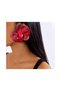 Extra Large 9cm Pinterest Korean Style Orchid Earrings Zr Earrings Big Red Flower Earrings Floral Earrings Birth Gift - 2
