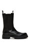 Women's Black Zippered Leather Casual Boots 24Wfd181318