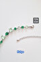 Zircon Stone Steel Necklace - Green Silver - 2