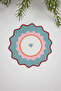 Pack of 2 Blue Pink Heart Printed Embroidery Edge Fabric Cocktail Napkins - 3