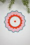 Pack of 2 Blue Pink Heart Printed Embroidery Edge Fabric Cocktail Napkins - 2