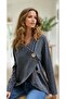 Women's Anthracite Asymmetrical Shawl Collar Button Detailed Loose Cardigan 3328264 - 3