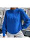 Braided Crew Neck Italian Sleeve Knitwear Sweater - 4