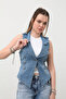 Women's Stoned Slim Fit Vest Oversize Sleeveless - 7