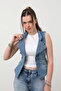 Women's Stoned Slim Fit Vest Oversize Sleeveless - 5