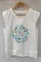 Girl's Undersea Patterned Short Sleeve T-Shirt 32530 Ecru-Blue - 3