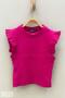 Girl's Ruffled Camisole Sleeve Detailed Blouse 3292 Fuchsia