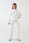 Unisex Oversize Tracksuit Set Basic White – Crew Neck, Wide Legs, 3 Thread Fleece - 4