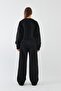 Unisex Oversize Tracksuit Set Basic Black – Crew Neck, Wide Legs, 3 Thread Fleece - 7