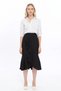 Apsen Women's Black Seasonal Flared Midi Length Crepe Skirt 2123-80