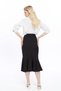 Apsen Women's Black Seasonal Flared Midi Length Crepe Skirt 2123-80 - 7