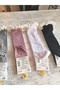 Girl's Knee-High Socks Cotton Ribbed Lace Scented Breathable Anti-Sweat Single Black - 7