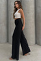 Soft High Waist Wide Leg Lycra Jersey Pants Flared - 4