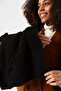 Black Knitted Thick Women's Shawl - 45X210 cm - 6