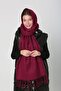 Burgundy Plain Tasseled Women's Scarf Shawl - 3