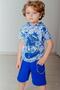 Boy's Blue Hooded King Dog Model Short Sleeve Sweatshirt Shorts Chain Tracksuit Suit B-113 - 4