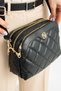 Black Women's Quilted 3-Compartment Cross Shoulder Bag - 3