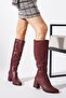 Heper Parted Women's Heeled Boots Burgundy Skin - 3