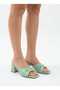 Genuine Leather Buckle Block Heeled Slippers