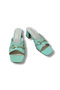 Genuine Leather Buckle Block Heeled Slippers - 8