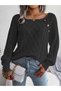 Women's Boat Neck Hair Knit Patterned Button Detailed Anthracite Knitwear Sweater - 4