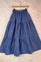 Girl's 100% Cotton White Floral Printed Navy Blue Poplin Long Skirt - 3