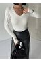 Women's White Soft Touch V-Neck Blouse - 3