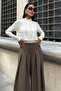 Waist tie detailed pleated loose pants 0084 - 4