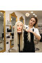 Hairdresser Training Mannequin Work Head Fiber Synthetic Platinum 65 cm - 2