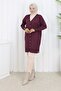 Buttoned Long Mercerized Cardigan N3176 Plum