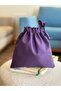 Purple Linen Mini Cloth Pouch - Drawstring Bag Organizer - Makeup Bag - 20X20 - Cloth Pouch