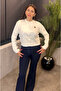 Ecru Short Knit Cardigan with Teddy Bear Detail - 2