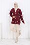 Bow Detailed Knitwear Cardigan N490 Claret Red - 4