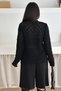 Women's Beige Button Detailed Embroidered Standard Size Openwork Knitwear Cardigan - 6