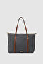 Velie Parachute Fabric Striped Shopper Bag Grey-Tan