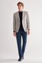 Men's Gray Mono Collar Patterned Knitted Double Slit Flexible 4 Drop Comfort Fit Classic Jacket 1002255112 - 2