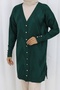 Patterned Long Mercerized Cardigan N3193 Emerald Green - 3