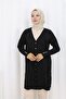 Patterned Long Mercerized Cardigan N3193 Black - 3
