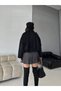 Women's Zippered Shoulder Zipper Detailed Suede Jacket Black - 9