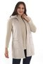 Trend42Plus Plus Size Beige Fur Vest with Zipper and Pocket Detail