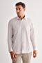 Beige Hard Collar Long Sleeve Pocket Comfort Fit Classic Shirt 1004255163 - 3