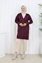 Patterned Long Mercerized Cardigan N3193 Burgundy