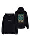 Meow Cat Printed Black Hooded Hoodie Sweatshirt Hoodie