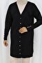 Patterned Long Mercerized Cardigan N3193 Black - 2