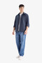Regular Fit Polo Neck Combed Cotton Navy Blue Men's Shirt E9023Ax/Nv86 - 2