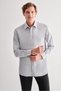 Gray Hard Collar Long Sleeve Pocket Comfort Fit Classic Shirt 1004255163 - 3