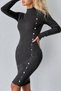 Women's Half Turtleneck Button Detailed Knitwear Dress - 3