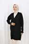Patterned Long Mercerized Cardigan N3198 Black - 3