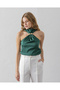Buckle Sleeveless Satin Blouse - 5