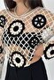Women's Beige Crochet Knit Standard Size Blouse - 3